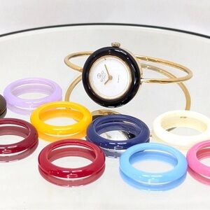 Gucci Gold Watch with Colorful Bezels